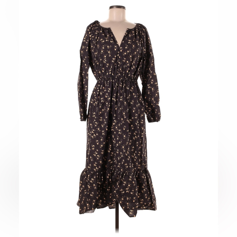 Rails Brown Floral Longsleeve Midi/Calf-Length Spring Dress